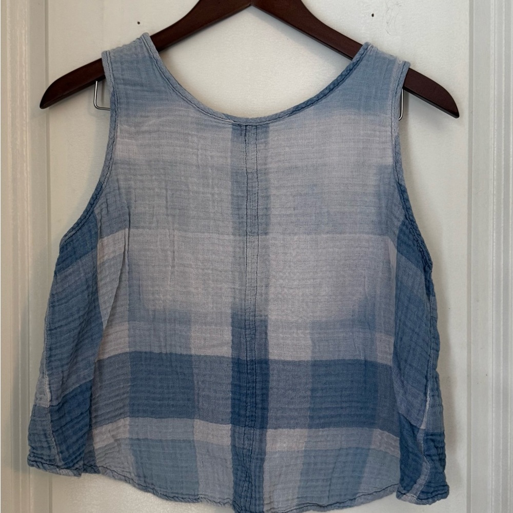 Cloth & Stone Blue Sleeveless Crop Boxy Tank Top